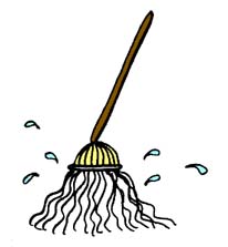Classic String Mop Illustration - Cleaning Tool Visual Guide