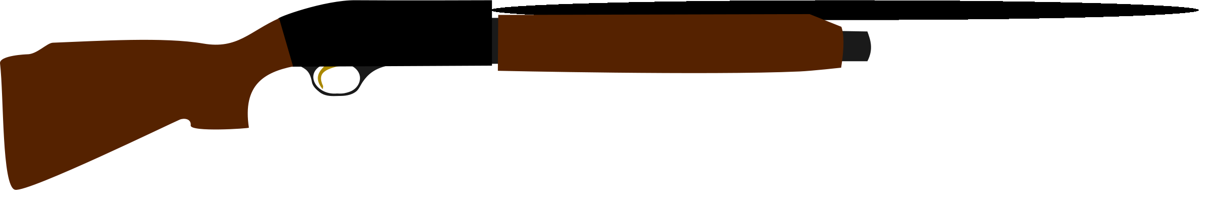 Simplified illustration of a classic bolt-action rifle with wooden stock and barrel, black metal components, and yellow trigger guard accent.