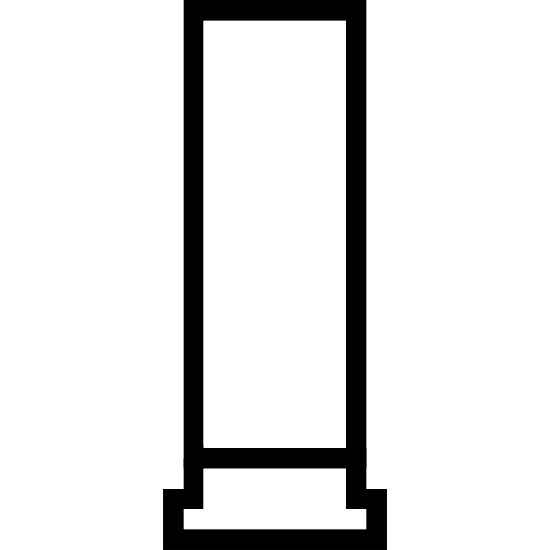 White classical column on black background, minimalist architectural illustration