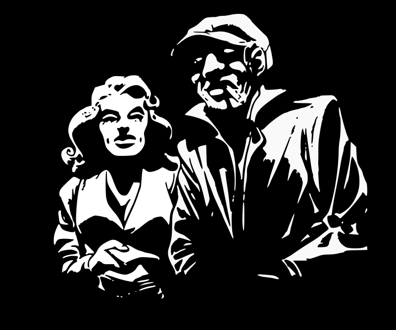 Vintage Couple Illustration - Classic Mid-Century Art Style