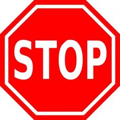 Red octagonal stop sign with bold white "STOP" text, standard traffic control symbol.