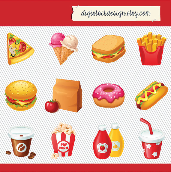 Fast Food Icons Set - Vector Illustrations for Menu Design & Digital Use