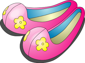 Cute Pink Flower-Adorned Flat Shoes for Kids - Illustration