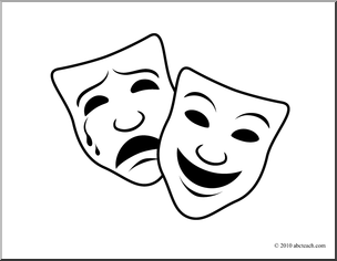 Comedy Tragedy Mask Colouring Page 