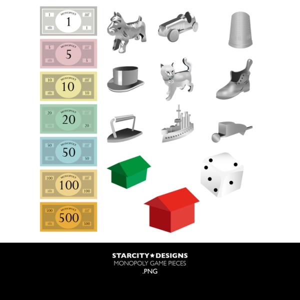 printable monopoly game pieces clipart - Clip Art Library