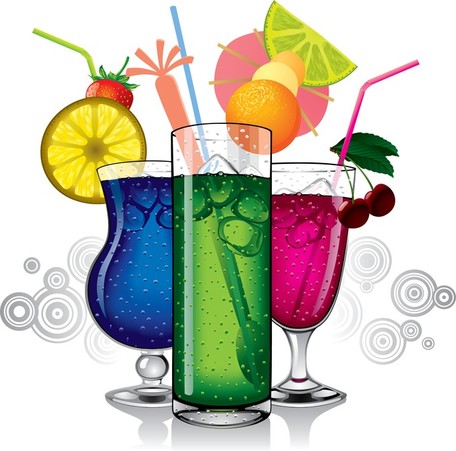 Colorful Tropical Cocktails - Refreshing Summer Drink Illustration