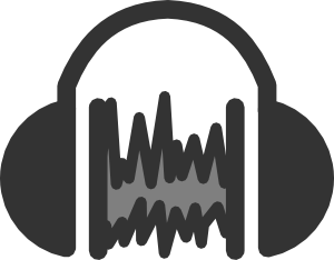 Headphones with audio waveform visualization inside, symbolizing music playback or sound analysis.