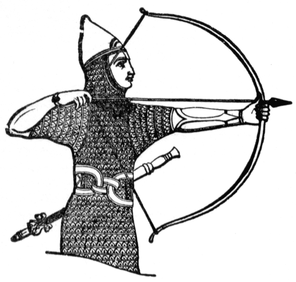 Лучник 20. Assyrian Archer. Лучник гравюра. Assyrian symbols. Archer back view.