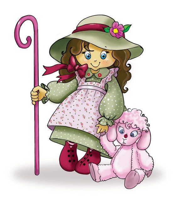 Little Bo Peep clipart and stamp, Digi, commercial use, vector