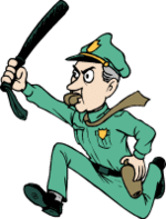 Security Guard Cartoon Illustration - Vigilant Patrol Officer with Baton