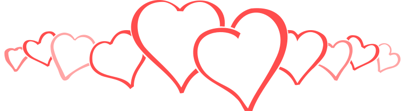 Red heart outlines in varying sizes forming a decorative Valentine’s Day border design.