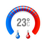 Temperature Gauge Icon - Visual Indicator of 23°C Comfort Zone
