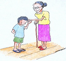 Grandmother and Grandson Sharing a Tender Moment - Family Bonding Illustration