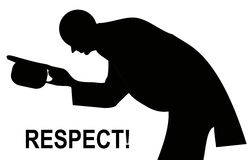 Silhouette of a person bowing while holding a hat, with the word "RESPECT!" below.