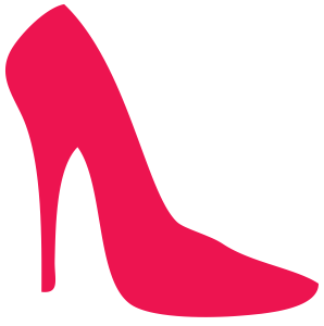Vibrant pink high-heeled shoe silhouette on white background.