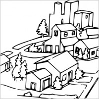 places in the community clipart black and white