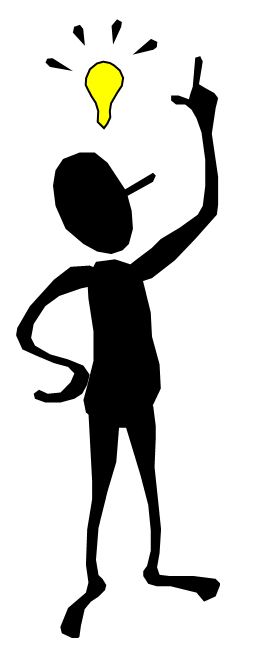 Silhouette of a person pointing upward at a glowing yellow lightbulb, symbolizing an idea or inspiration.