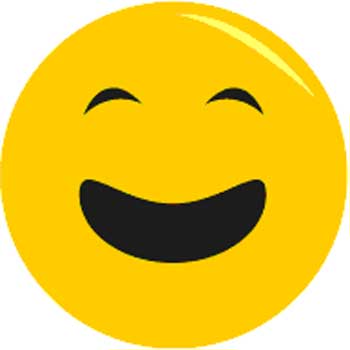 Bright yellow smiling emoji with closed eyes and wide grin, conveying joy and happiness.