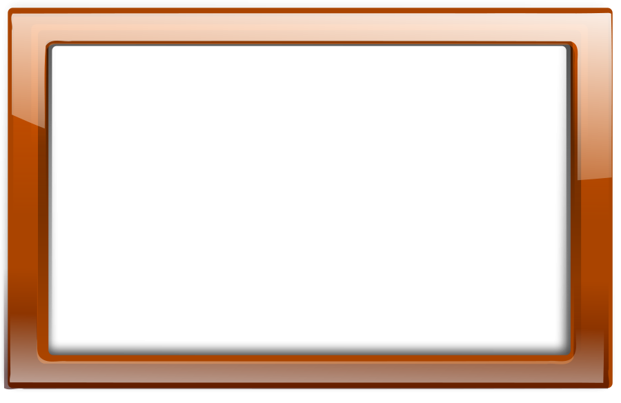 Empty glossy brown photo frame with black center, ready for image insertion.