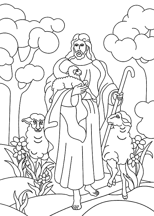 Jesus the Good Shepherd Coloring Page - Free Printable for Kids & Adults