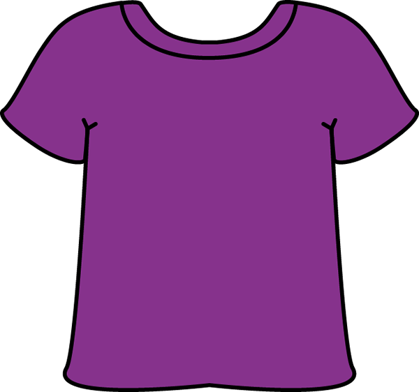 Simple purple short-sleeve t-shirt illustration with black outline on transparent background.