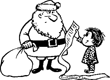 Santa Checking a Child’s Wish List - Classic Holiday Illustration