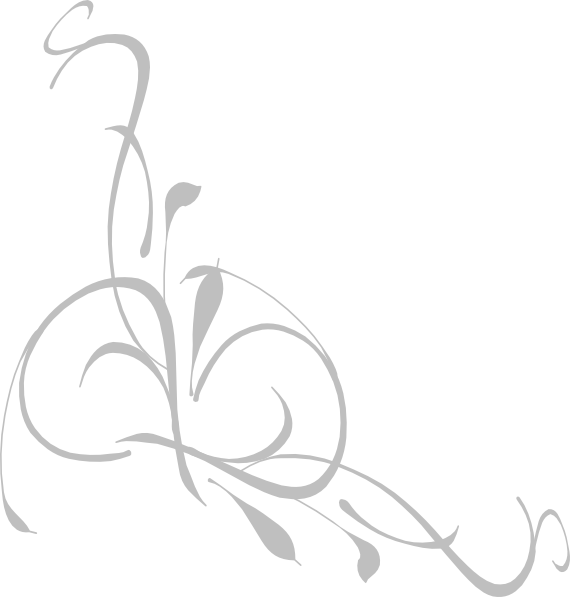 Elegant gray floral vine swirl design on white background, decorative corner embellishment for layouts and invitations.