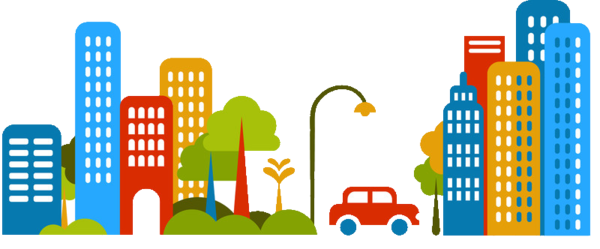 Vibrant Urban Cityscape Illustration for Web & Print Use