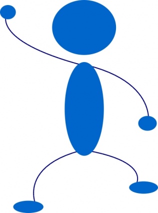 User Engagement Icon - Blue Stick Figure Raising Hand