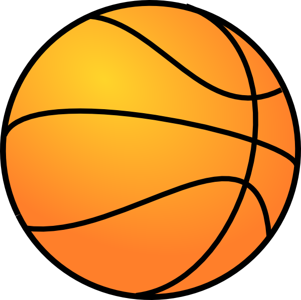 Orange basketball with black seams on a transparent background, stylized vector illustration.