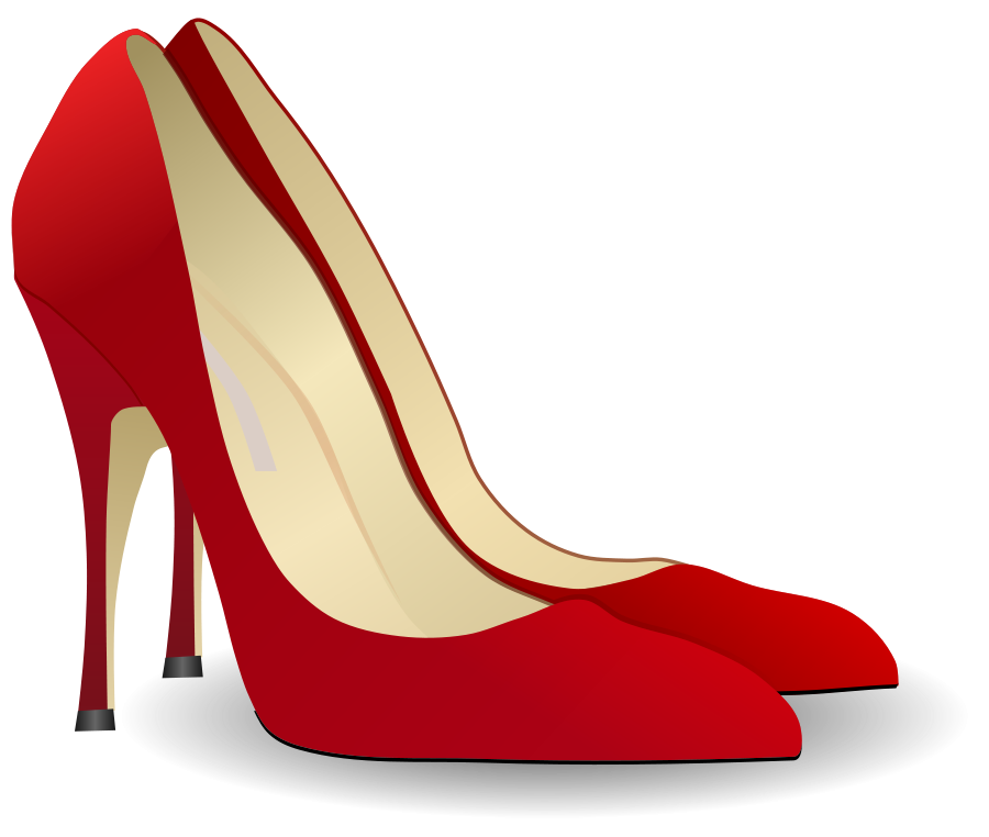 Vibrant red high-heeled stiletto shoe with beige insole and black heel tip, isolated on black background.