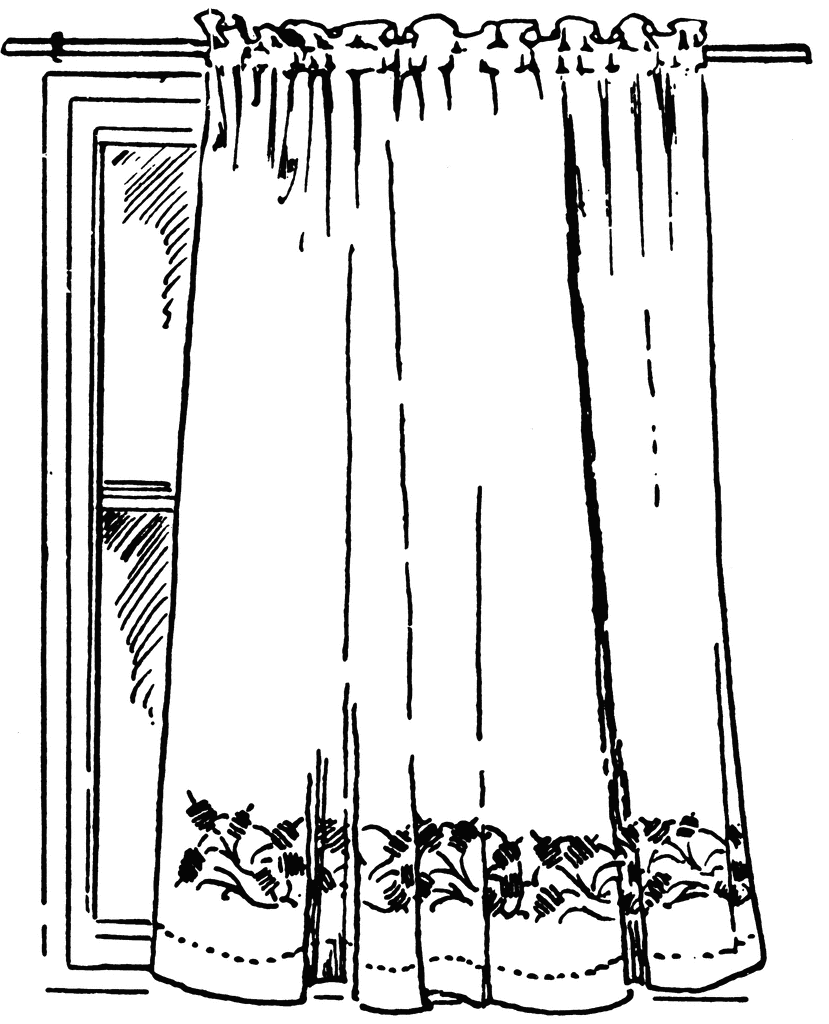 stage curtain clipart black and white