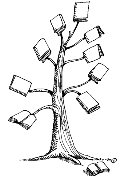 Knowledge Tree Illustration - Books Growing from a Tree Branches