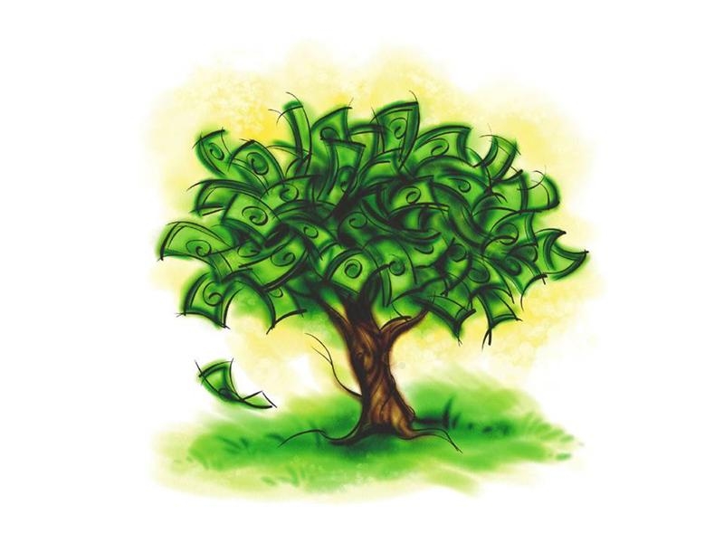 Single element money tree draw Royalty Free Vector Image