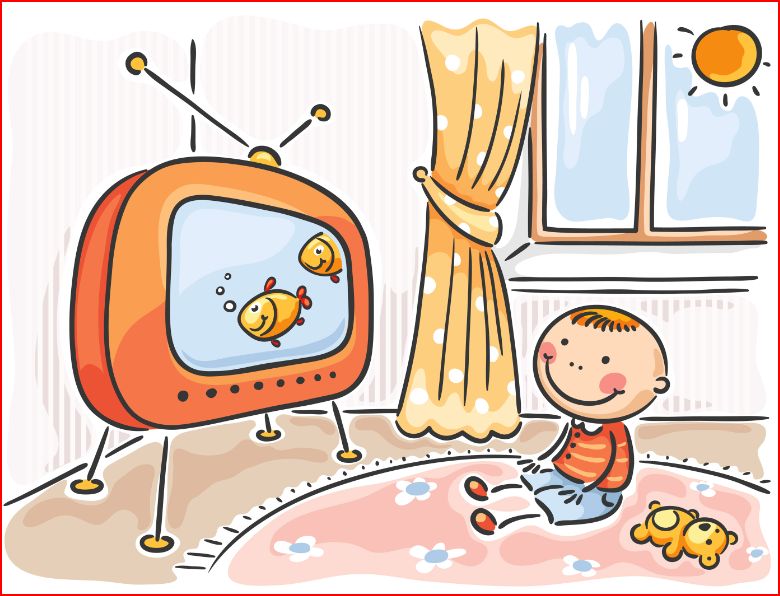 kids watching tv cartoon - Clip Art Library