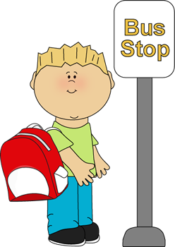 Child Waiting at Bus Stop - School Transportation Illustration