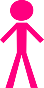 Bright pink minimalist stick figure icon on transparent background, representing a generic human user or person.