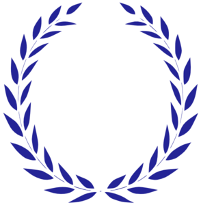 Blue laurel wreath symbolizing victory, honor, or achievement on transparent background.