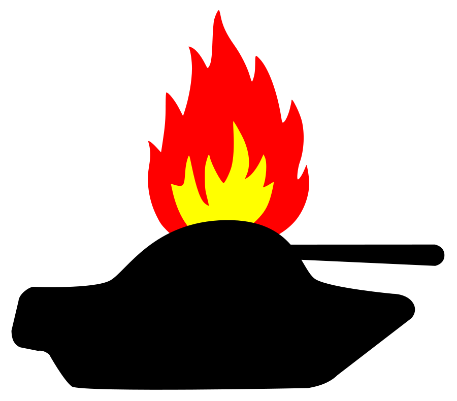 Stylized red and yellow flame icon on black background