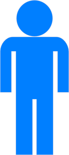 Blue generic human figure icon representing a person or user profile.