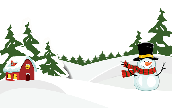 Snowy Ground with Snowman PNG Clipart Image 
