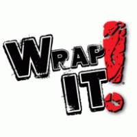 "Wrap It!" logo with bold black text and red exclamation mark featuring a lipstick kiss mark.