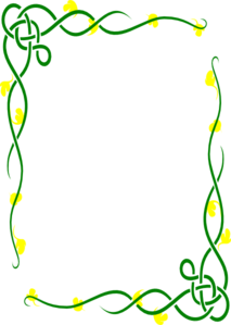Green vine border with yellow flowers framing a blank space, decorative vector illustration.