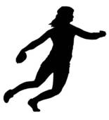 Silhouette of a person running dynamically with arms extended, conveying motion and athleticism.