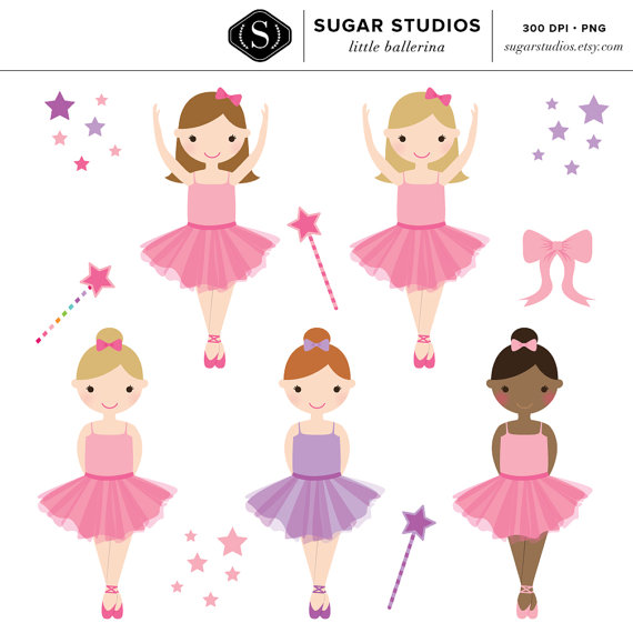 Cute Ballerina Clipart Set - Diverse Girls in Tutus | Sugar Studios