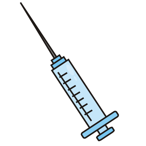 Blue medical syringe with needle, illustrated in clean vector style for healthcare contexts.
