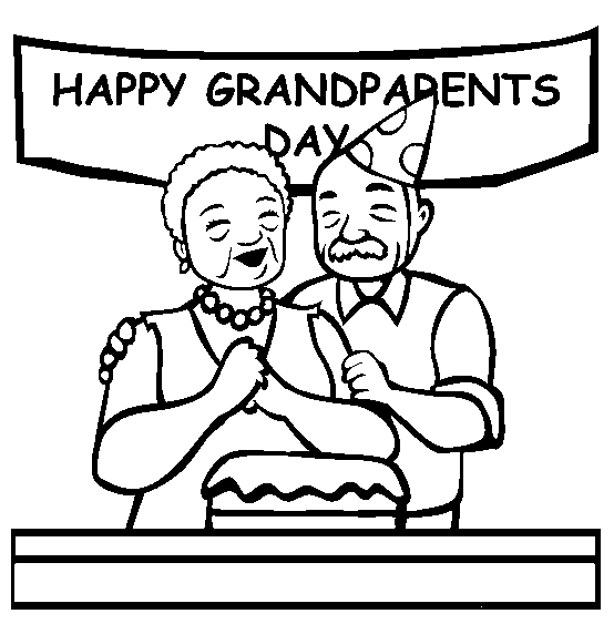grandparents black and white clipart