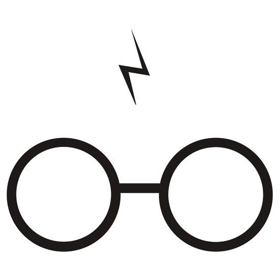 Round glasses with a lightning bolt above, iconic symbol of Harry Potter.
