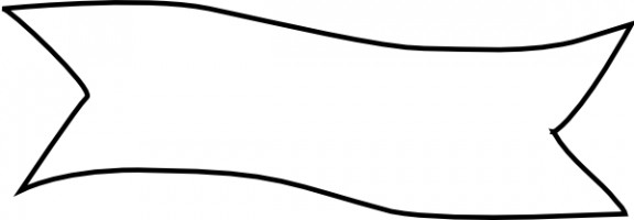 Simple black-and-white ribbon banner outline, ideal for labels, headings, or decorative accents.