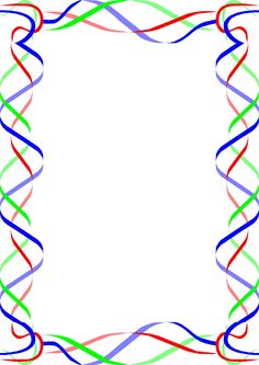 Colorful twisted ribbon border frame in red, green, and blue on white background.